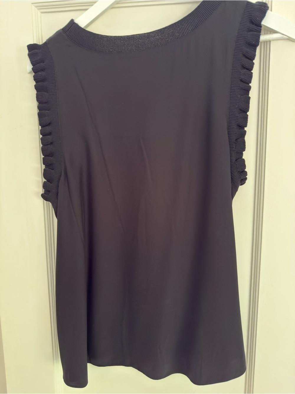 cinq a sept Black Ruffle-Trim Sleeveless Shell